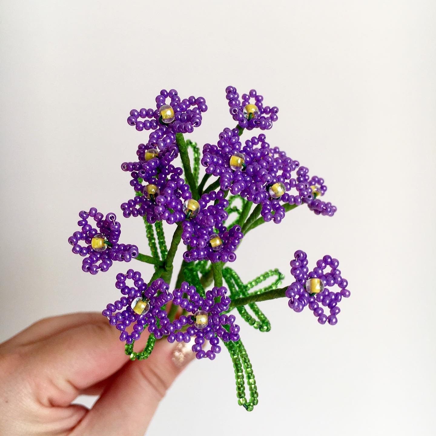 Beaded Wildflower Bouquet, 5 Purple Czech Bead Flower Stems - Etsy