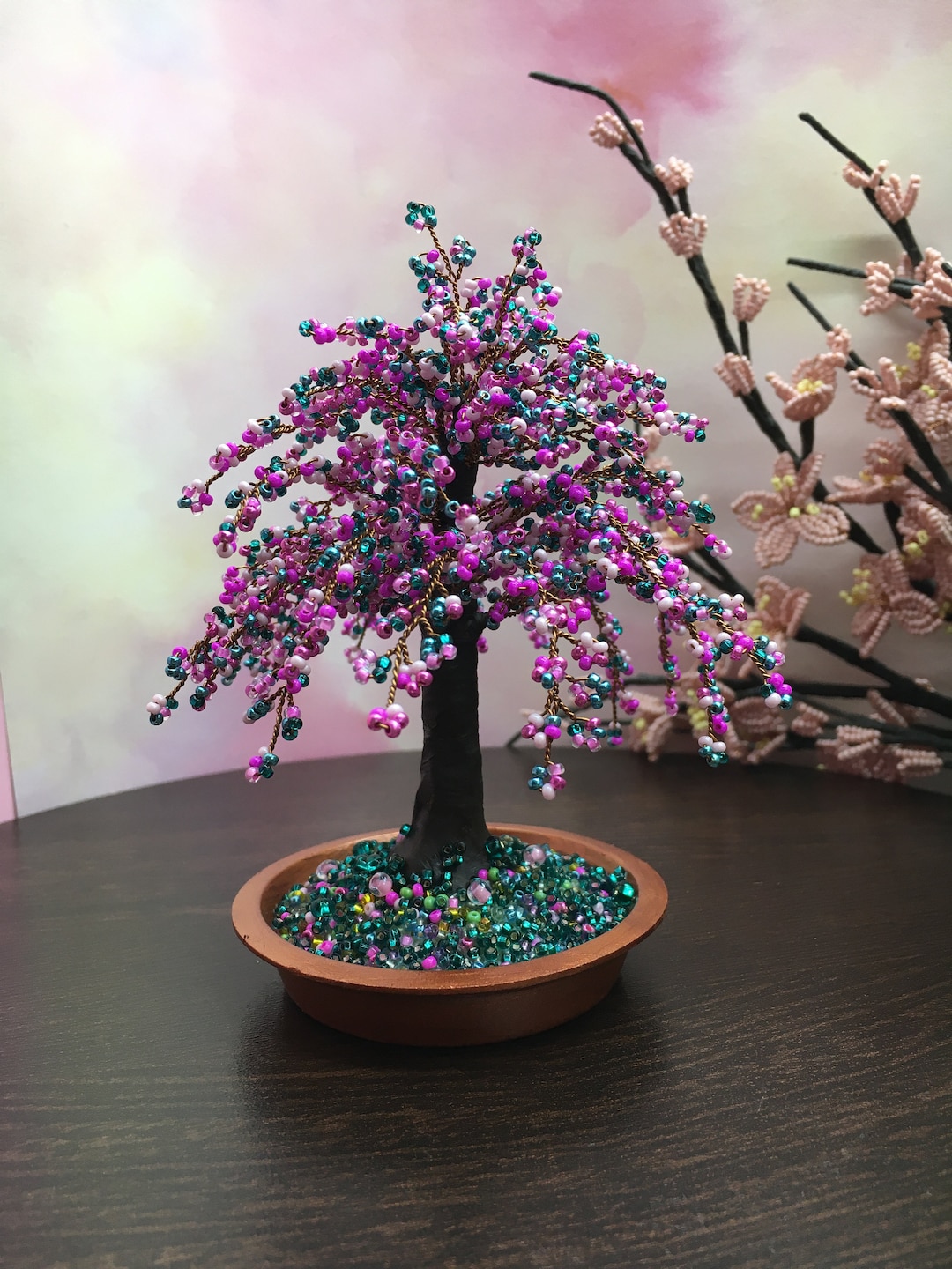 Cherry Blossom Bonsai Trees Sakura Beaded Bonsai Tree Wire Etsy