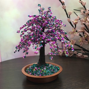 Cherry blossom Bonsai trees Sakura beaded bonsai tree Wire tree sculpture Handmade gift Wire wrapped tree Office sakura