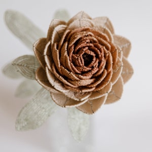 Regencycore decor Peony french beaded flowers Rustic farmhouse decor Office gift ideas