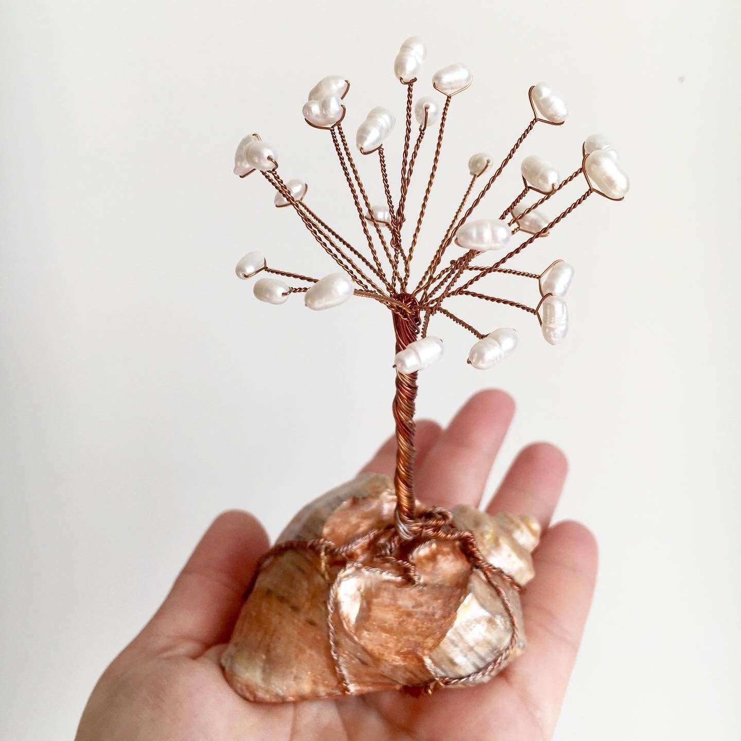 Dandelion tree Anniversary gift Pearl wire tree sculpture Etsy