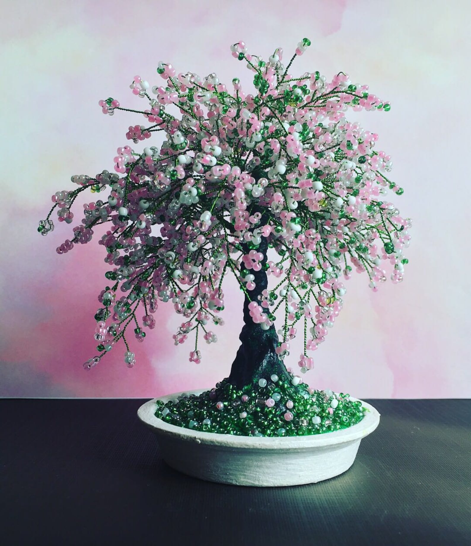 Cherry blossom Bonsai trees Sakura beaded bonsai tree Wire Etsy