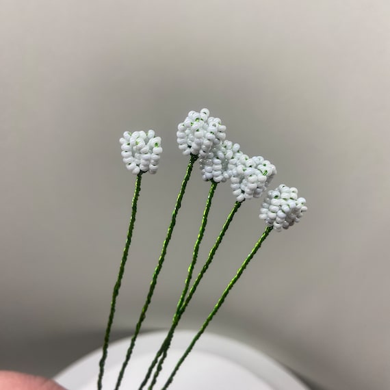 Pink Glass Flowers With Stems Wire Flower Decoration Beaded -  Denmark