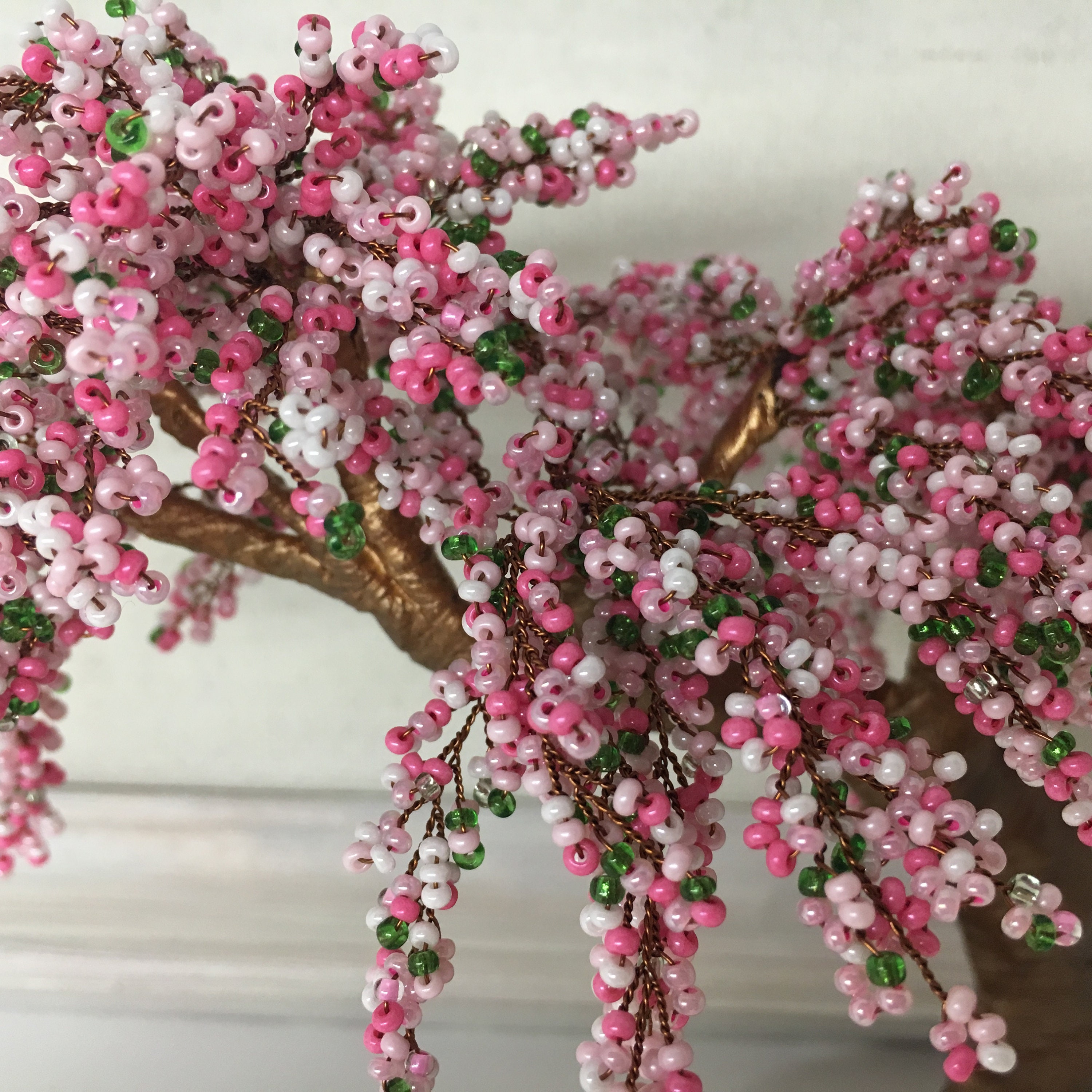 Cherry Blossom Pink Beaded Bonsai Tree Gardening Gift Sakura Tree
