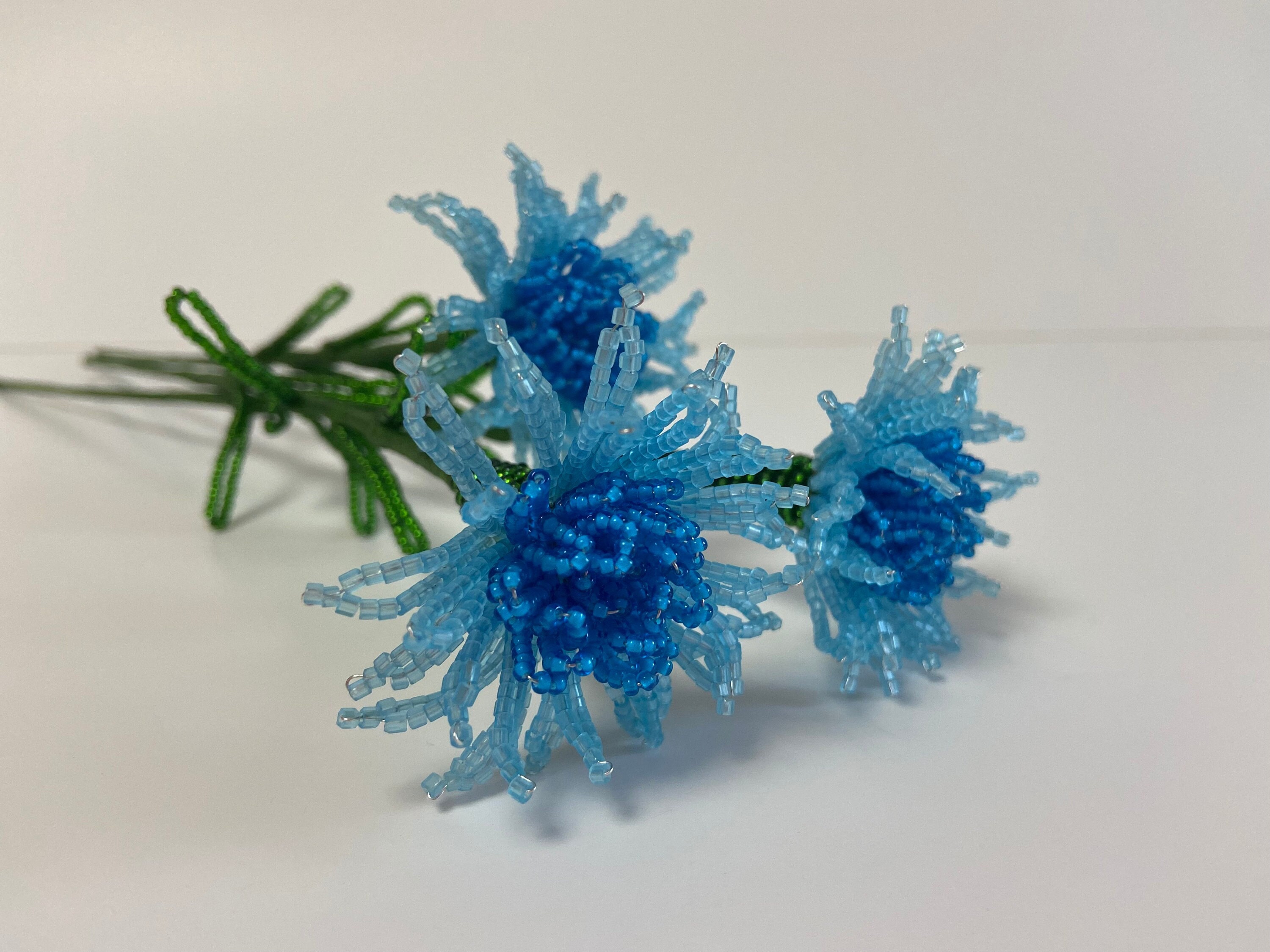 Blue French Beaded Flower Headband Blue Flower Crown: Baby main image 3