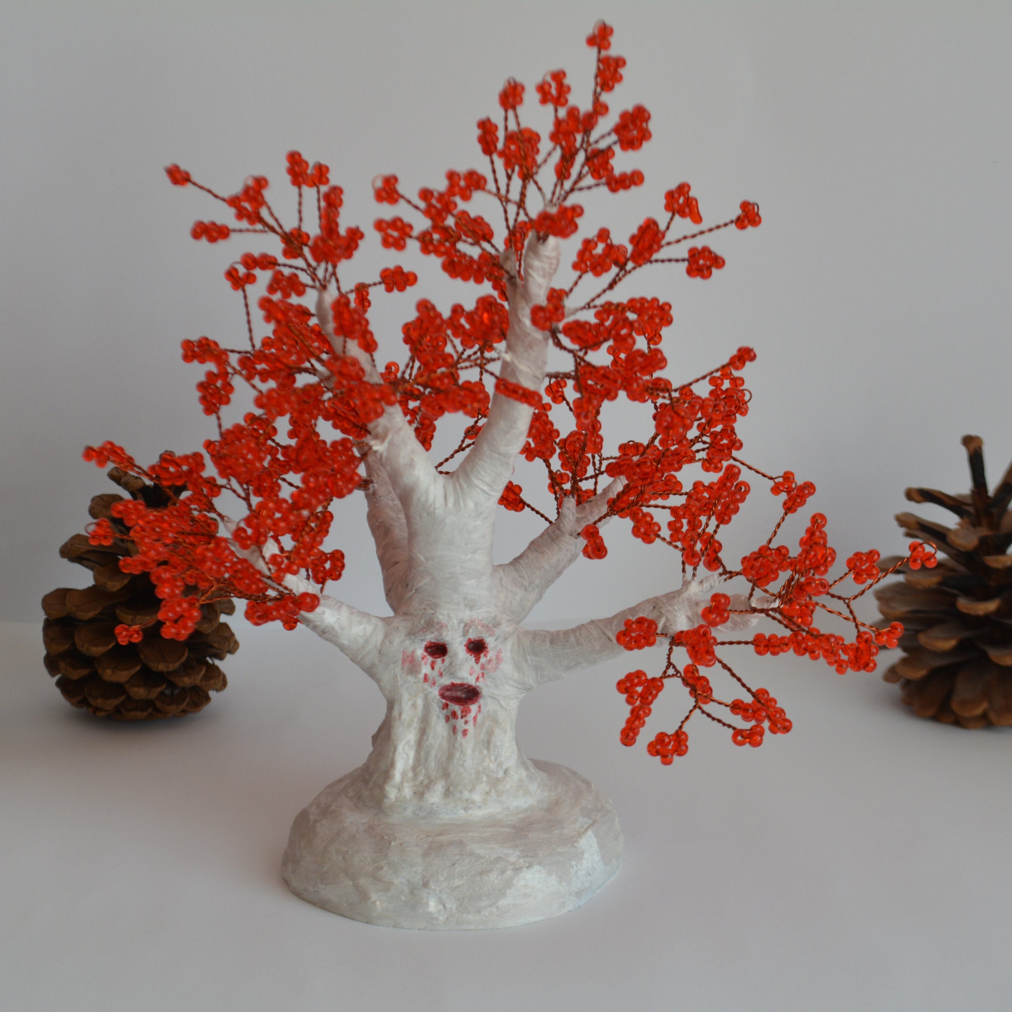 Weirwood Heart Tree Game Of Thrones Wire Bonsai Tree Red Bead Etsy