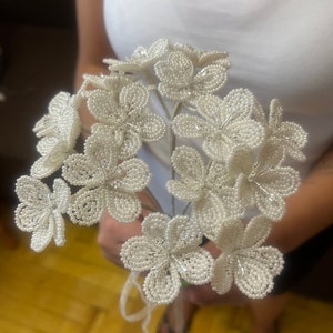 Milk flowers Winter decor French beaded flowers Beaded field flower Wedding bead flower arrangement Bridal flower bouquet Handmade flower