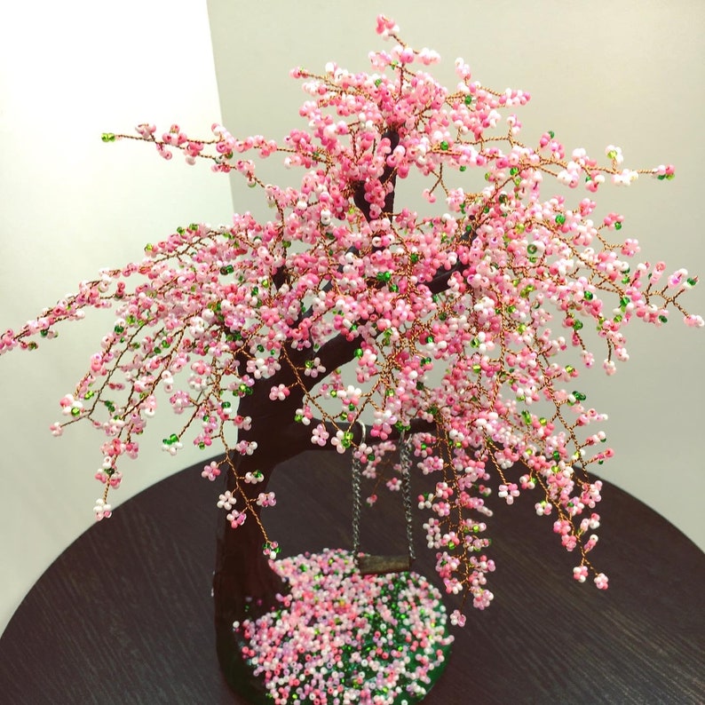 Cherry Blossom Bonsai Tree with Swing - Aesthetic Desk Decor image 6