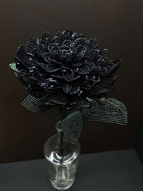 Black Dahlia Flower French Beaded Flowers Artificial Flower
