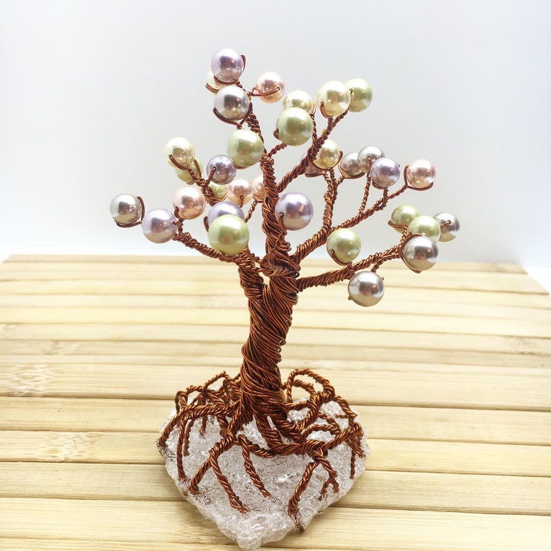 Bonsai tree live Pearl wire tree sculpture Gemstone tree Etsy