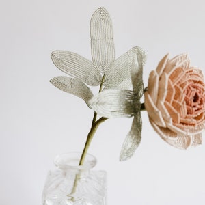 Regencycore decor Peony french beaded flowers Rustic farmhouse decor Office gift ideas