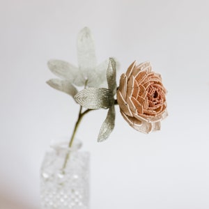 Regencycore decor Peony french beaded flowers Rustic farmhouse decor Office gift ideas