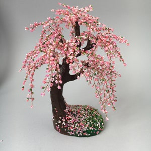 Japanese beaded tree Cherry blossom bonsai beaded tree Wire wrapped tree Wire tree sculpture