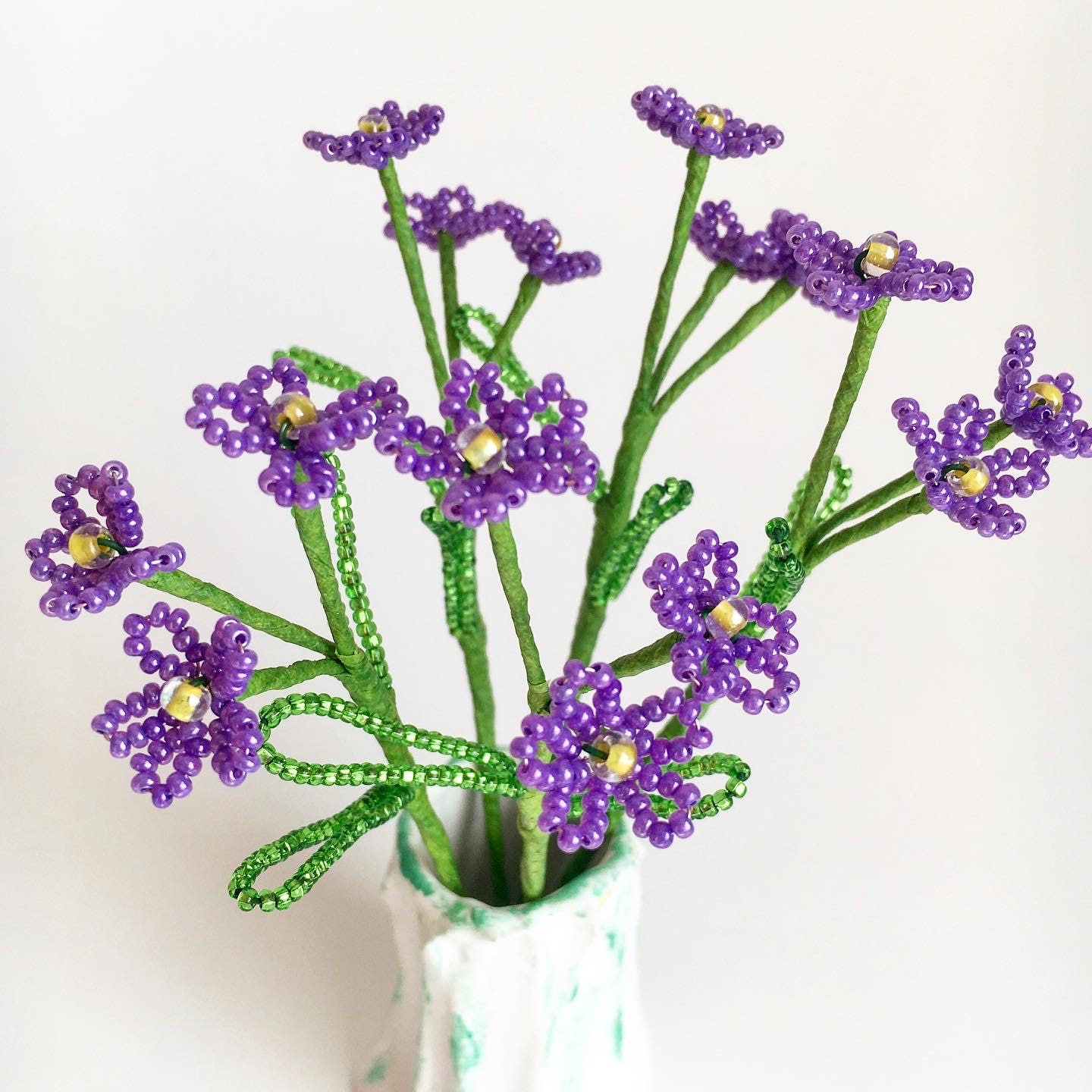 Beaded Wildflower Bouquet, 5 Purple Czech Bead Flower Stems - Etsy