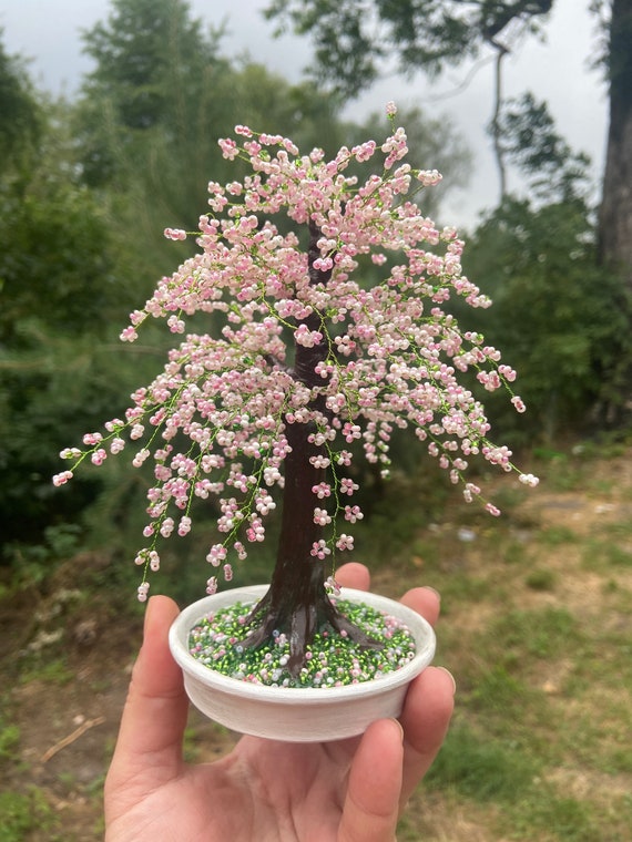 Handmade Wire Bonsai Tree Cherry Blossom Bonsai Tree Live Sakura Beaded Tree  Pink Wire Tree of Life Sculpture -  Canada