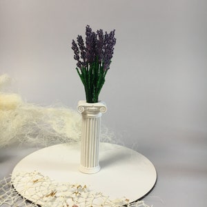 Lavender in vase Light academia room decor Set of 13 flowers and plaster vase