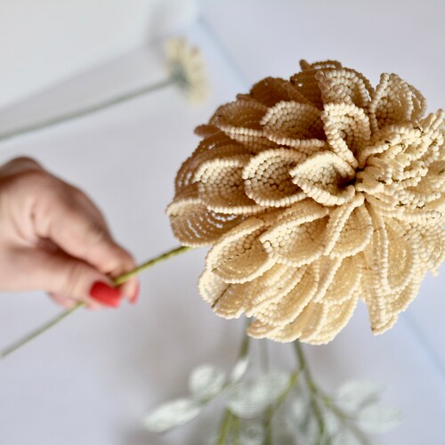 Dahlia shops french beaded flower Floral centerpiece home decor