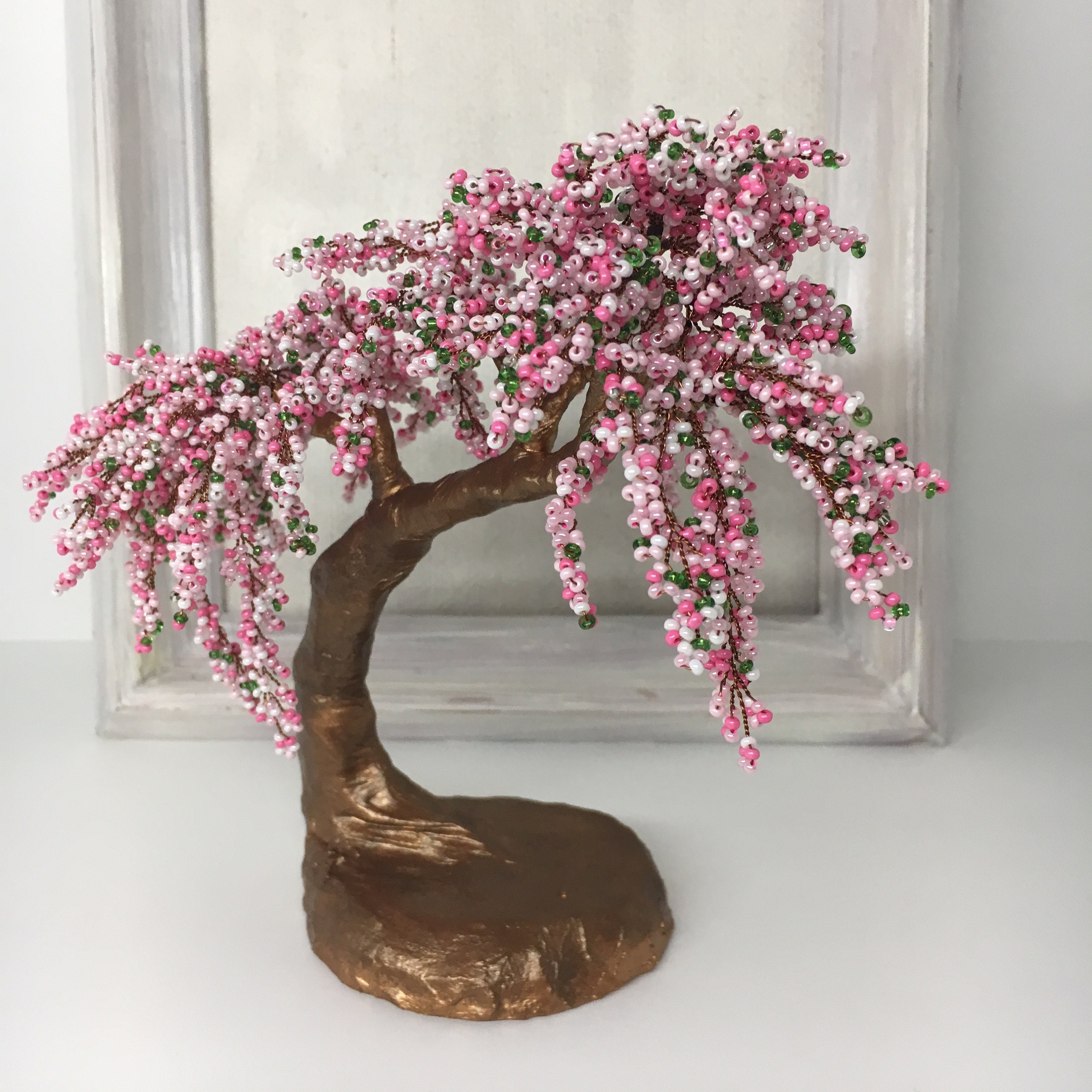 新品入荷 Cherry Blossom Pink Beaded Bonsai Tree Gardening Gift Sakura トップス