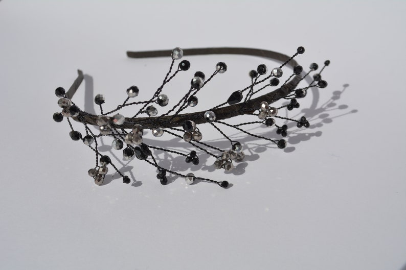 Black Hair Accessories Girls Headband Crystal Halloween Crown Etsy