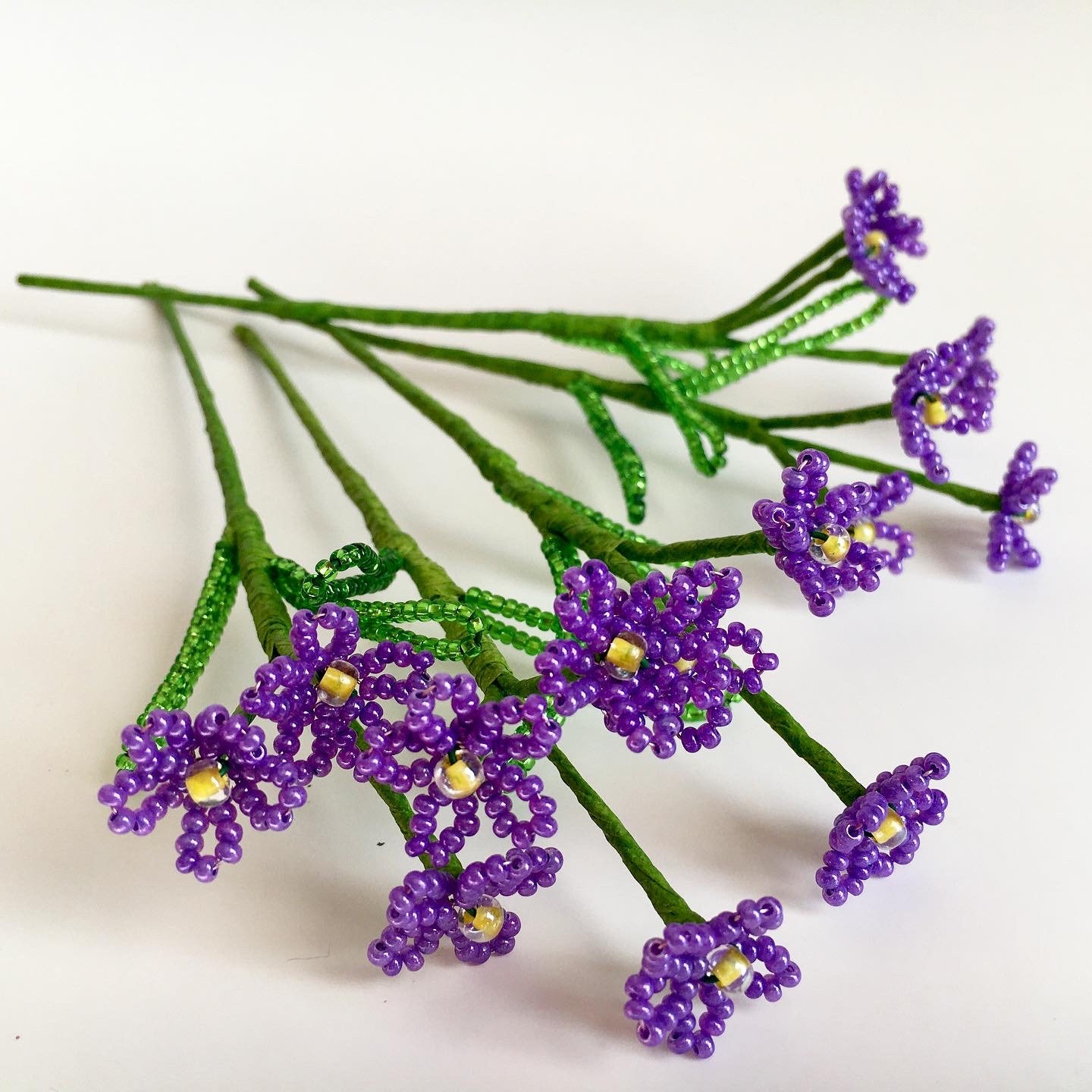 Beaded Wildflower Bouquet, 5 Purple Czech Bead Flower Stems - Etsy