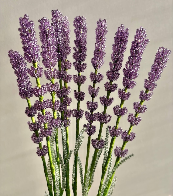 ✽Handmade✽Beads Flower✽LavenderのブーケA✽5本✽ インテリア・生活道具 ✽Handmade✽Beads Flower✽LavenderのブーケA✽5本