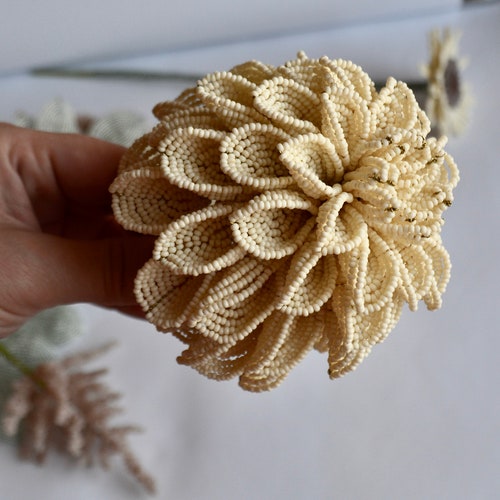 Dahlia shops french beaded flower Floral centerpiece home decor