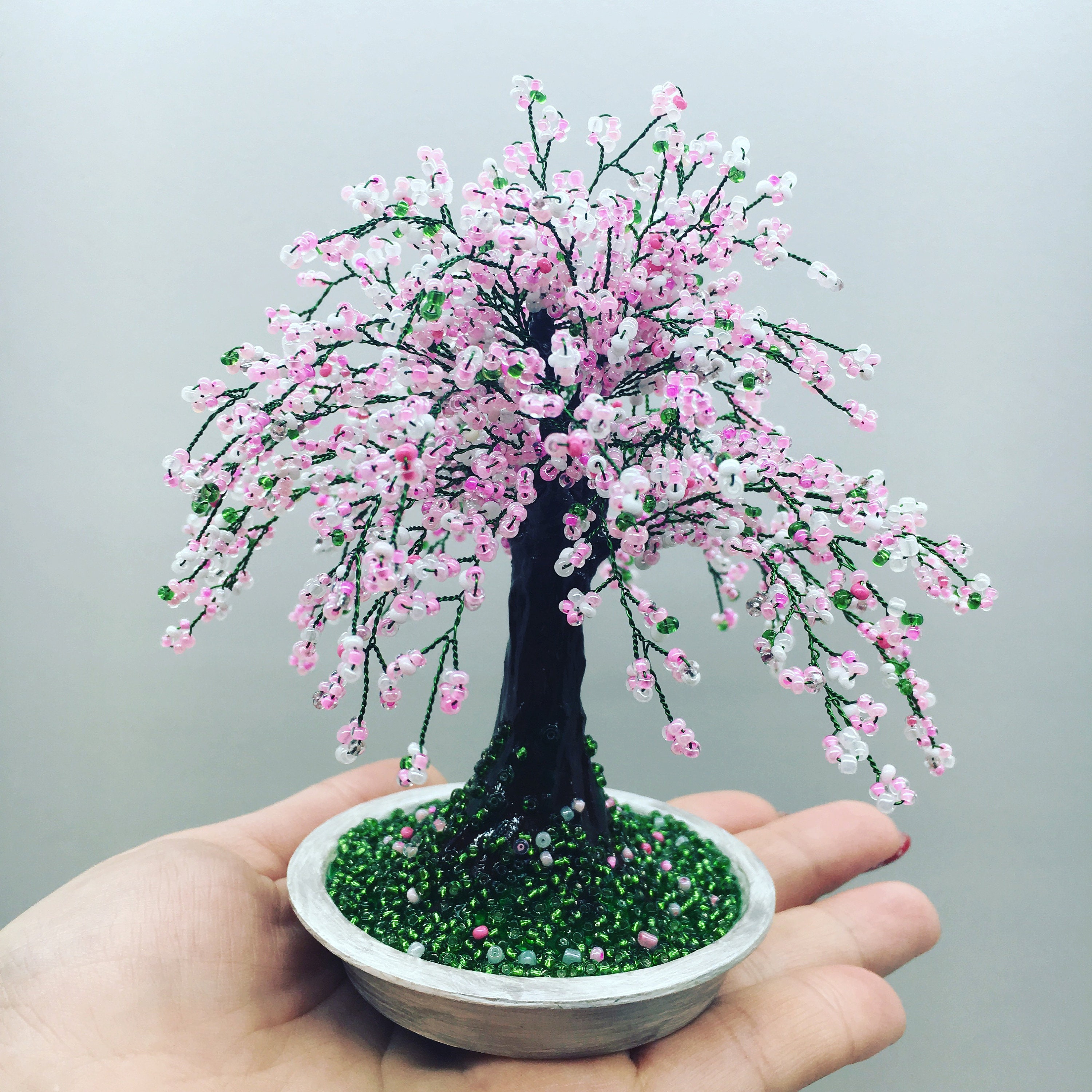 桜の盆栽 桜ビーズの盆栽 ワイヤーツリーの彫刻 手作りギフト 桜の盆栽 桜ビーズの盆栽 ワイヤーツリーの彫刻 手作りギフト