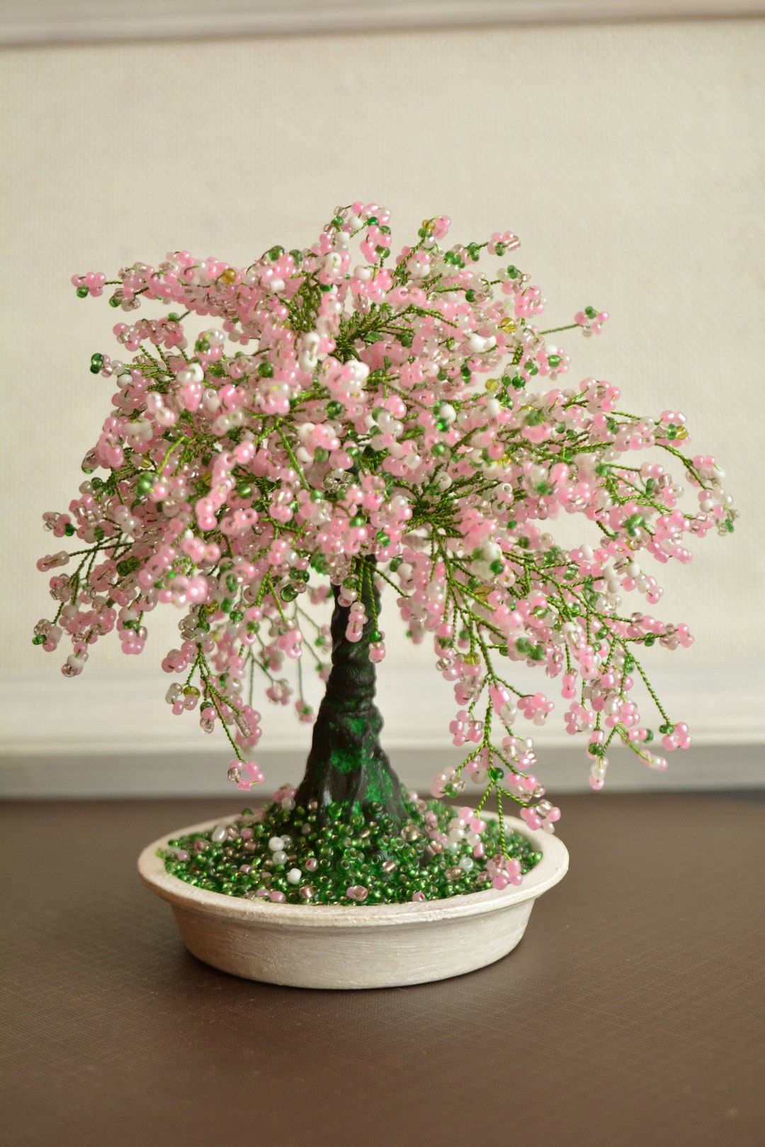桜の盆栽 桜ビーズの盆栽 ワイヤーツリーの彫刻 手作りギフト 桜の盆栽 桜ビーズの盆栽 ワイヤーツリーの彫刻 手作りギフト