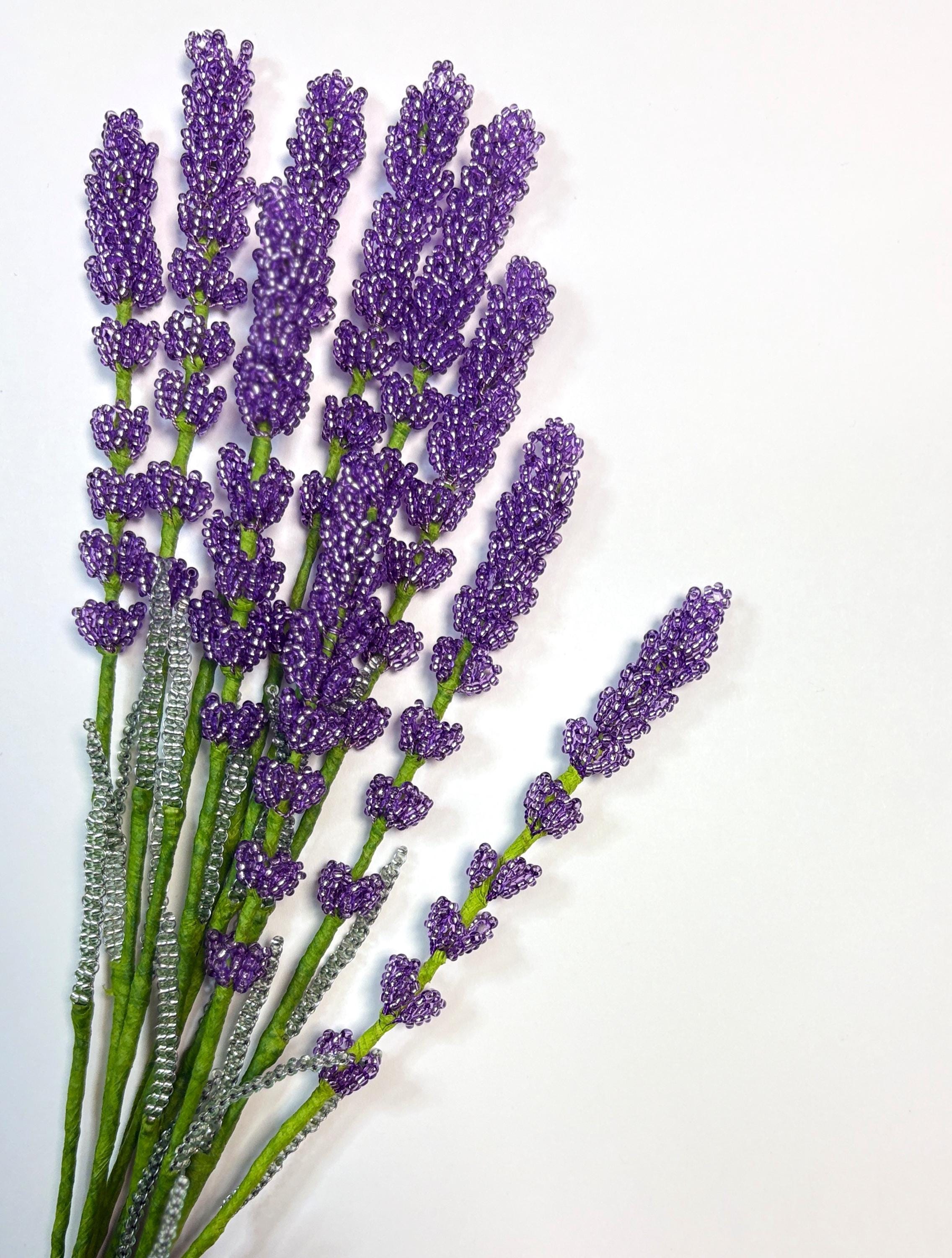 ✽Handmade✽Beads Flower✽LavenderのブーケA✽5本✽ Weaving a tiny
