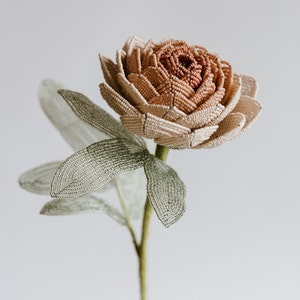 Regencycore decor Peony french beaded flowers Rustic farmhouse decor Office gift ideas