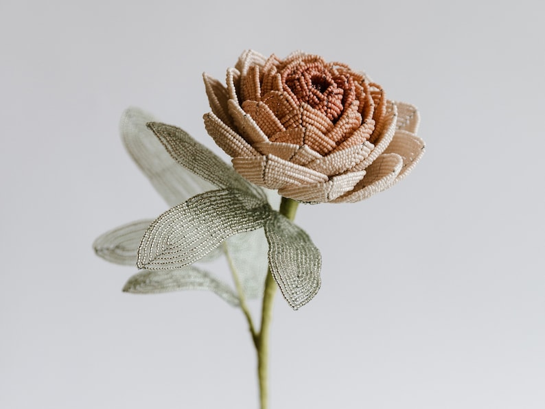 Regencycore decor Peony french beaded flowers Rustic farmhouse decor Office gift ideas