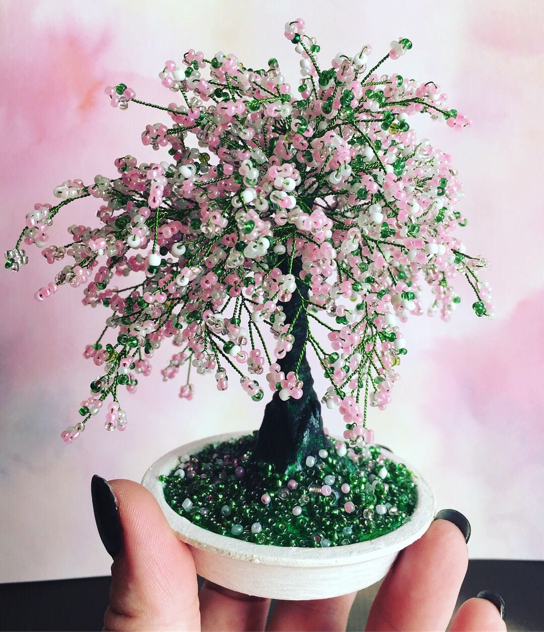 Cherry blossom Bonsai trees Sakura beaded bonsai tree Wire Etsy