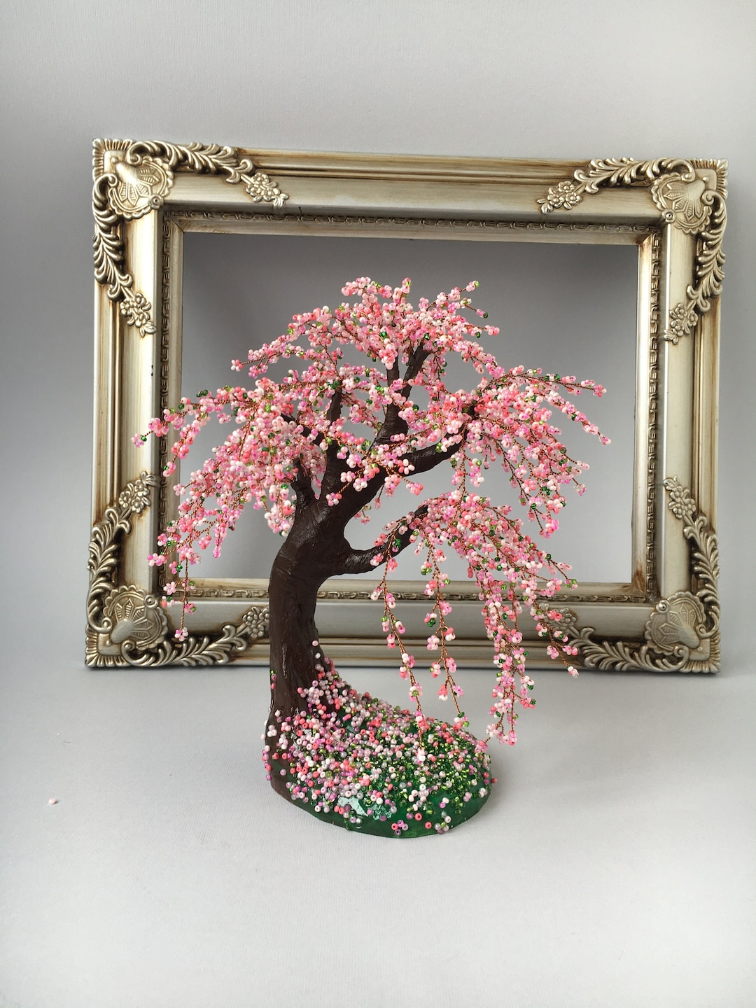Cherry Blossom Bonsai Tree Office Decor Wire Tree Sculpture Wire