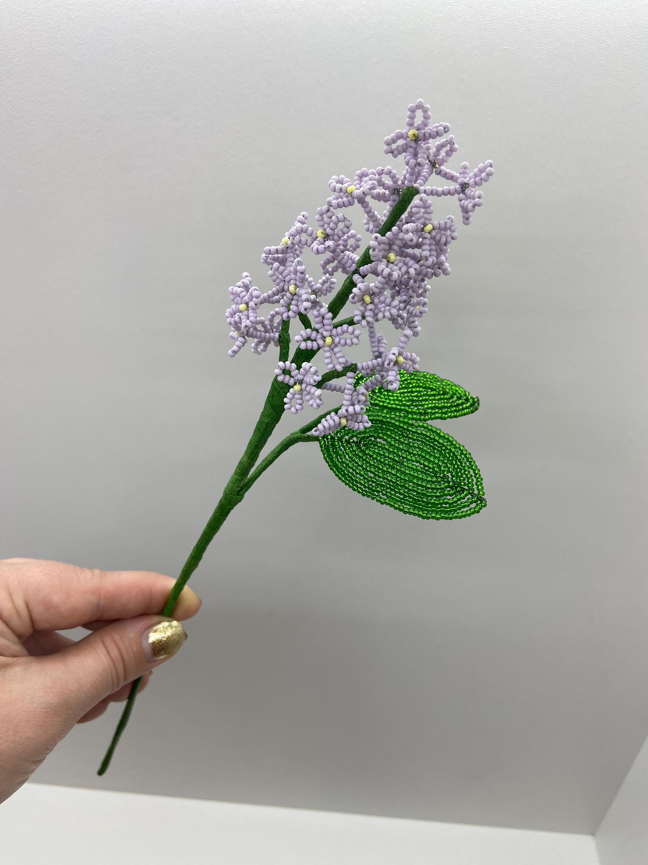 French Beaded Lilac Flower Stem: Purple Violet Czech Beads - Etsy