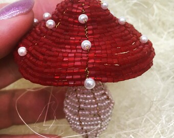 Beaded Mushroom Sculpture: Cottagecore Goblincore Decor