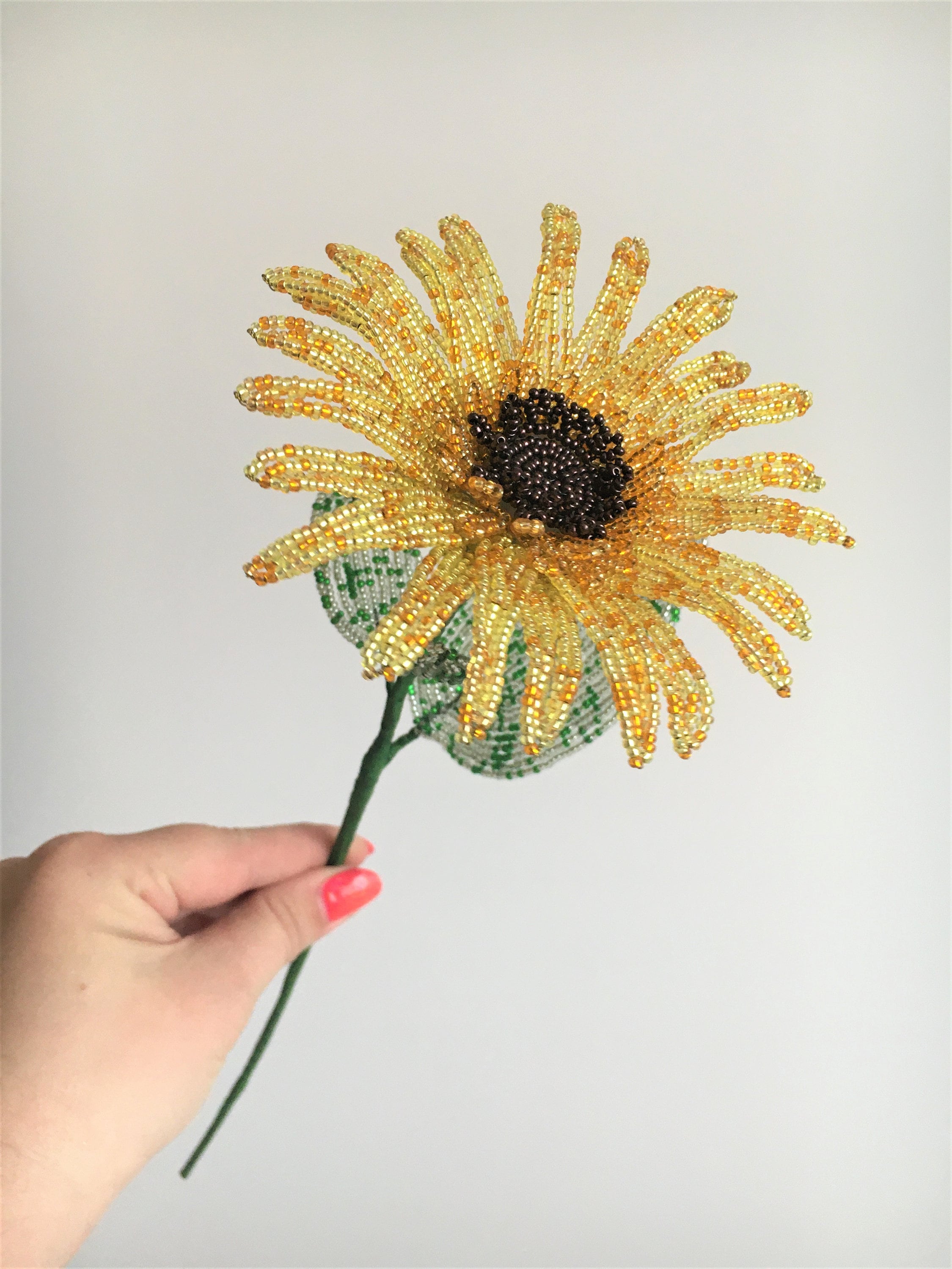 Sunflower French beaded flower