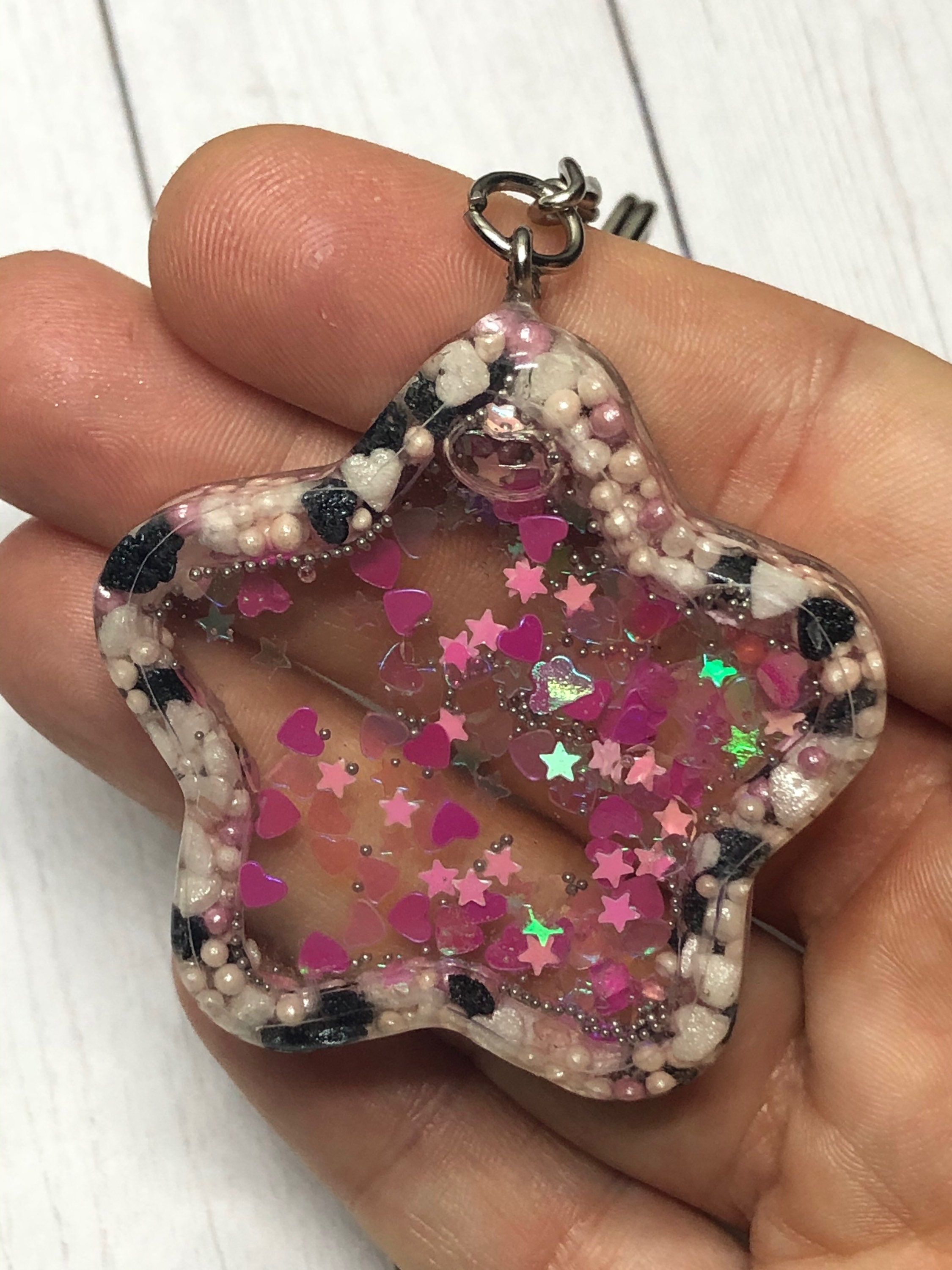 Glitter Resin Shaker Charms with tassel Etsy