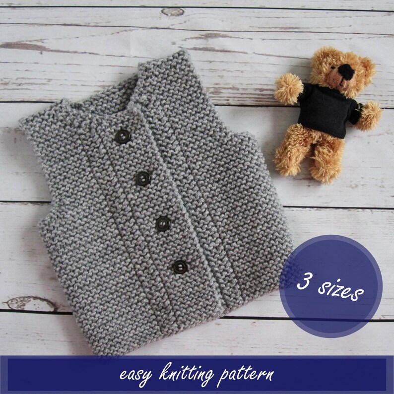 Knit baby vest Knitting pattern Baby waistcoat Digital Etsy