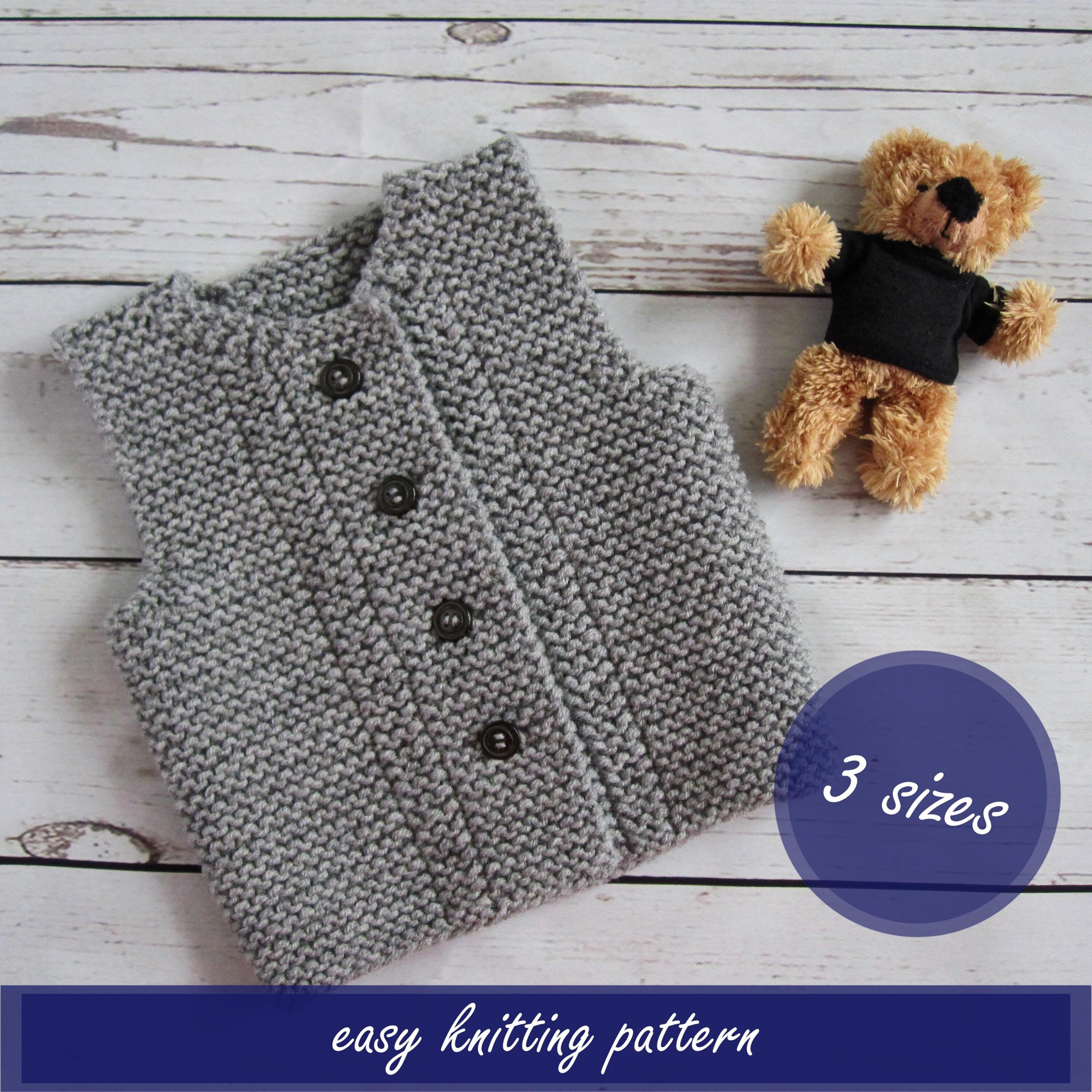 Knit baby vest Knitting pattern Baby waistcoat Digital Etsy