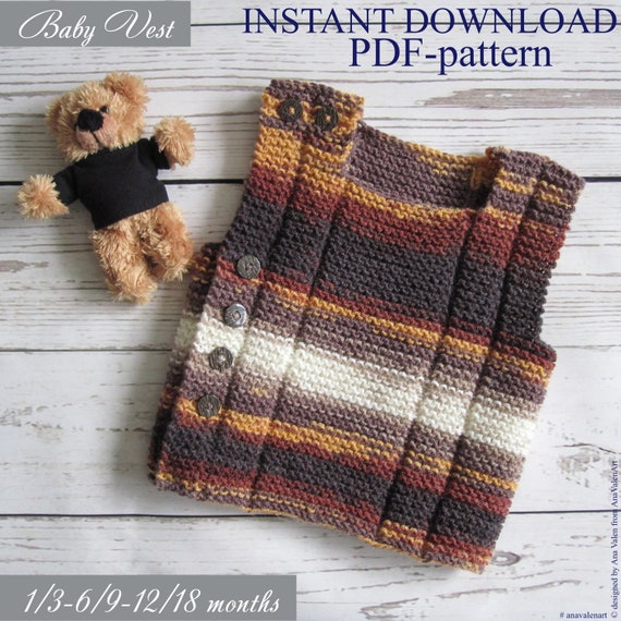 Pdf Pattern Knit Baby Waistcoat Diy Baby Vest Instant Download Pdf File Knitting Pattern Anavalenart Baby Clothing Toddler Knits Baby Shower