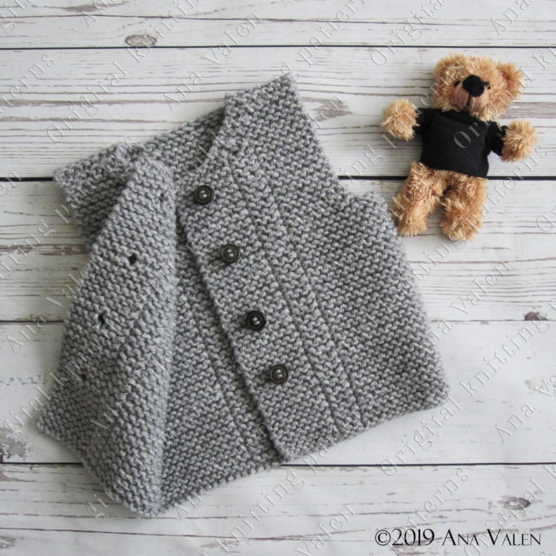 Knit baby vest Knitting pattern Baby waistcoat Digital Etsy