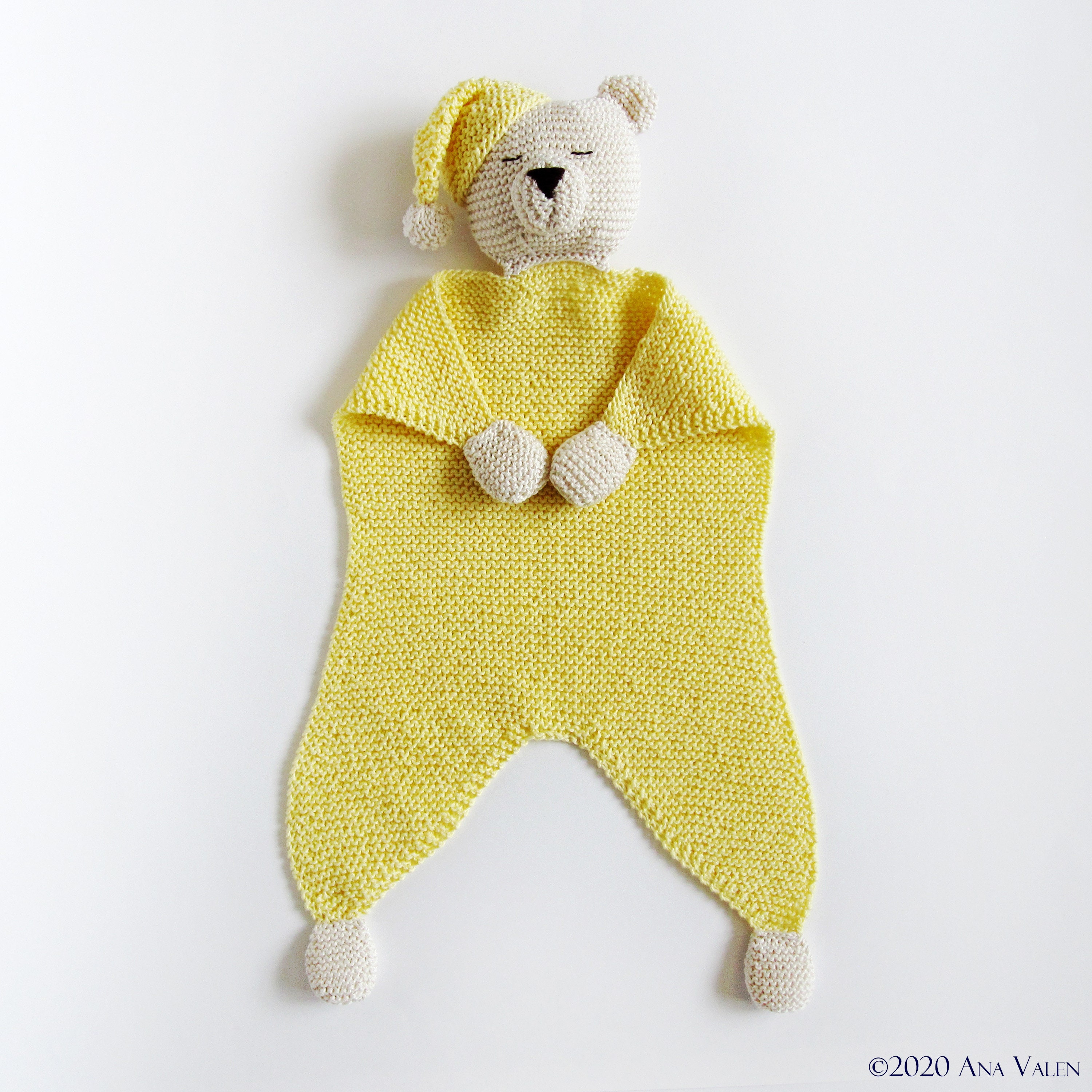 Teddy Bear Lovey Blanket Pattern PDF Knit Baby Lovey Security Etsy UK