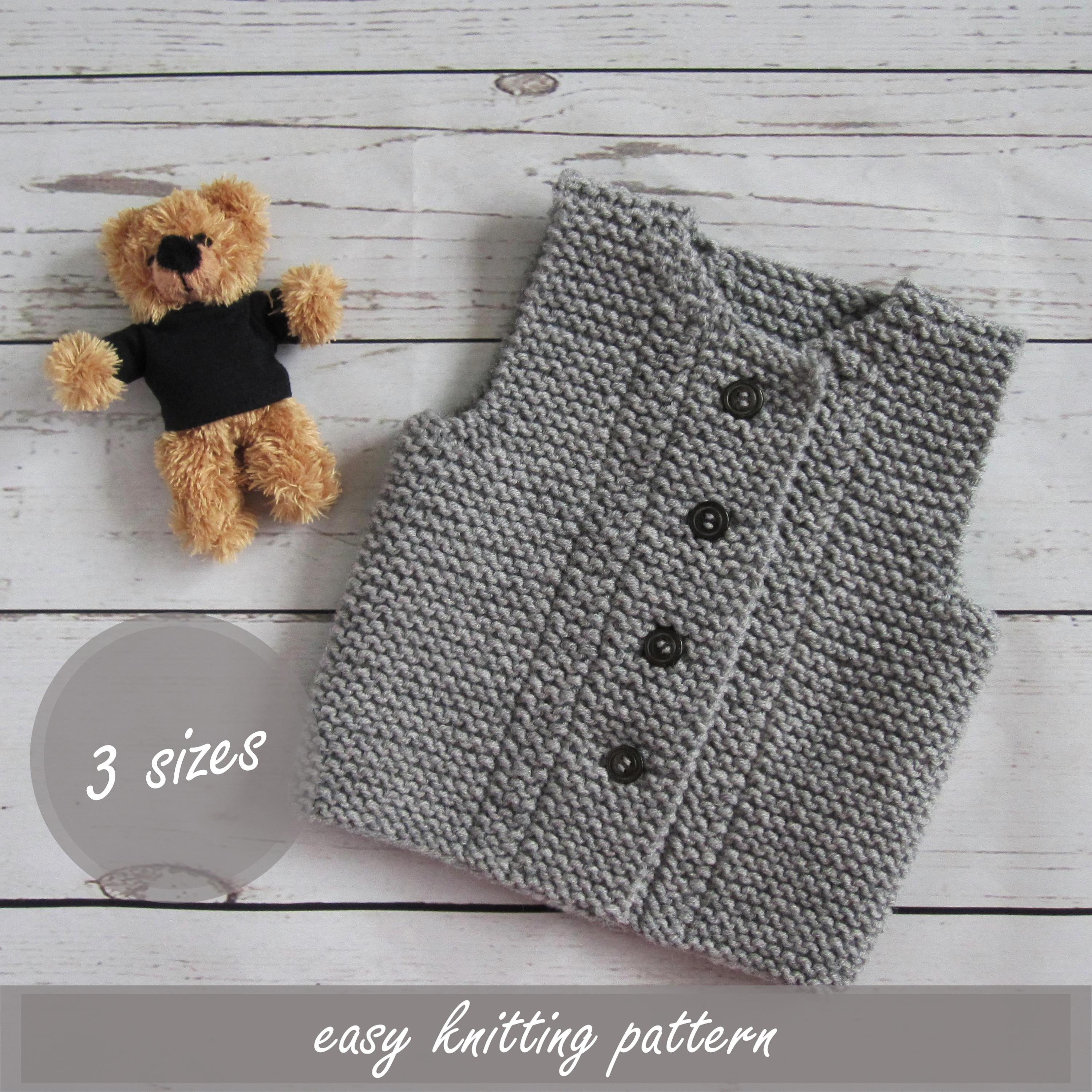 Knitting pattern Baby vest Easy Knit Baby waistcoat Digital Etsy