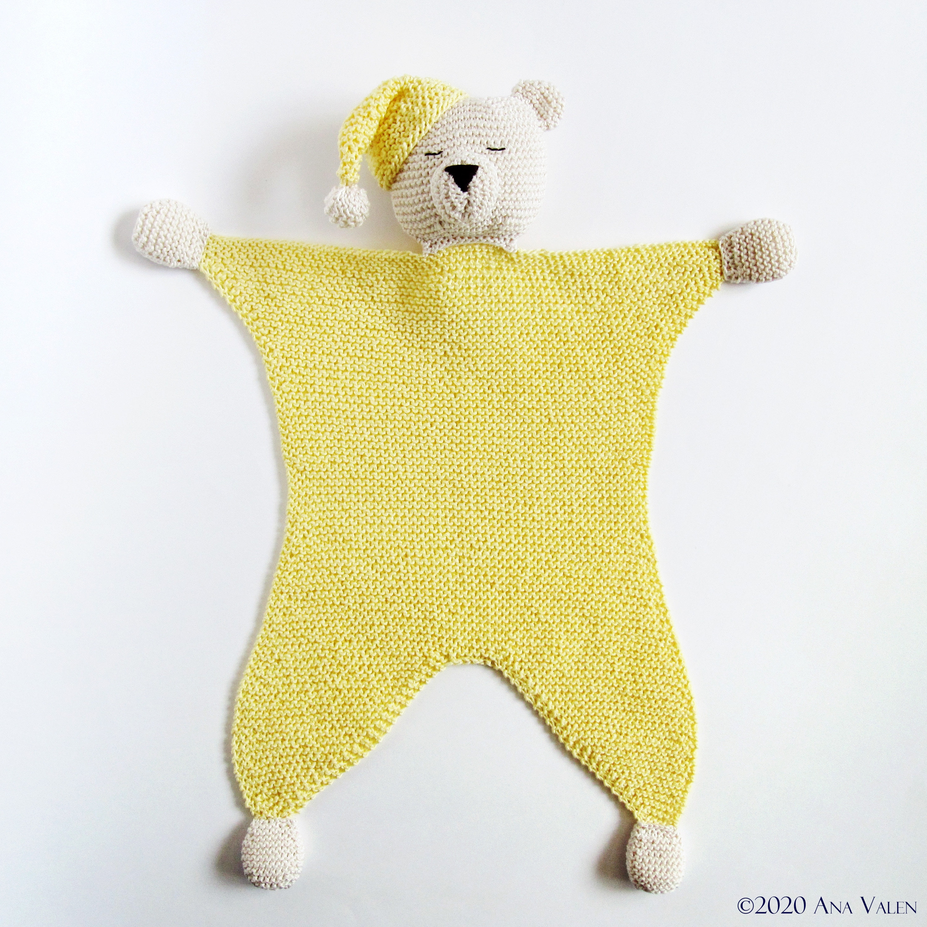 Teddy Bear Lovey Blanket Pattern PDF Knit Baby Lovey Security Etsy