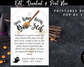 You've Been Boozed Halloween Gift Tags, Wine Tags (Instant Download)