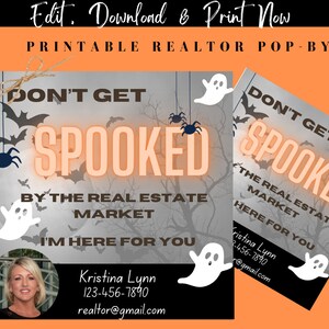 Halloween Realtor Pop By Tags, Referral Marketing (Printable Editable Template)