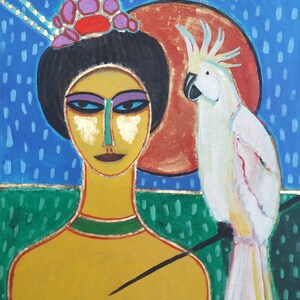 Peinture. Acrylique sur toile . Soleil levant . Cobra Art Trésors .