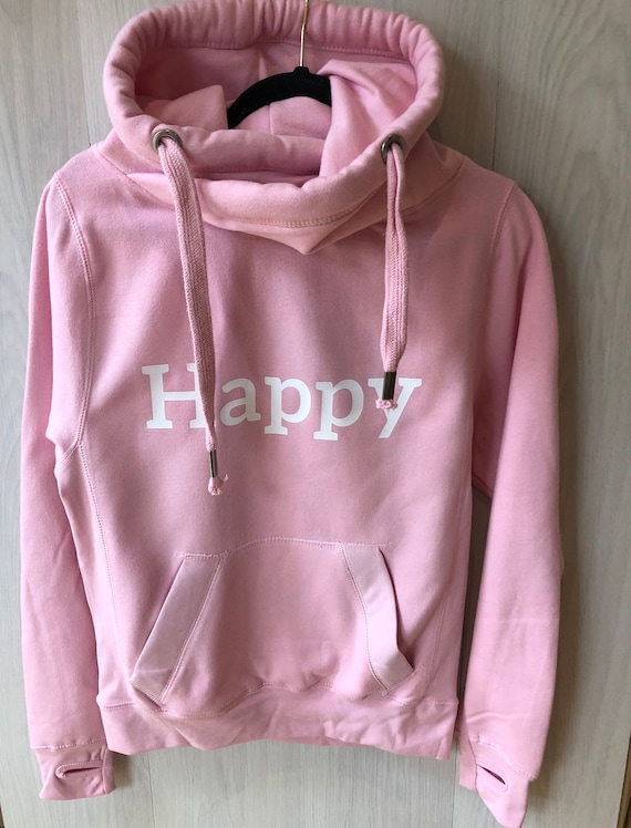 pink cowl neck sweatshirt