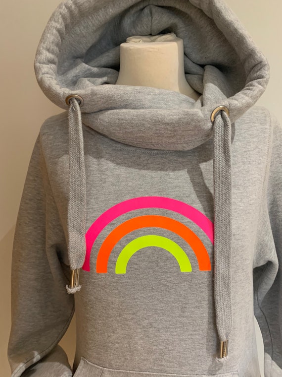 Grey Rainbow Cowl Neck Sweatshirt