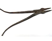 Old vintage Collective Wrought Iron blacksmith tongs - Unique Hand forged Collectible tool - Vintage Iron Unique Picking Tool. G47-200